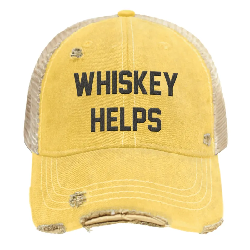 Whiskey Helps Vintage Snap Back Trucker Cap sold by Original Retro Brand