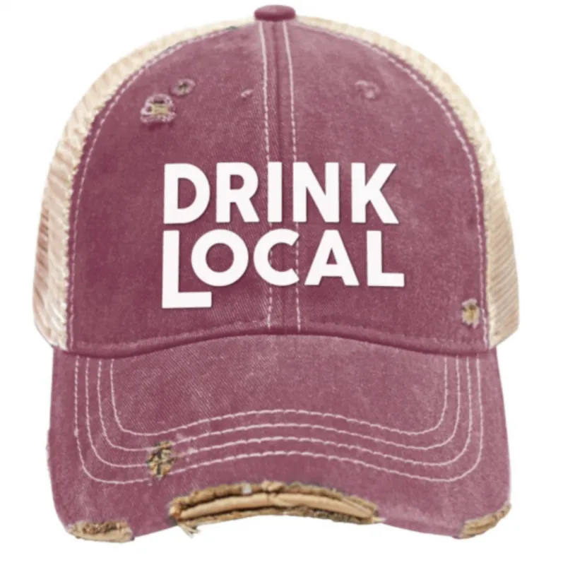 Drink Local Vintage Snap Back Trucker Cap sold by Original Retro Brand