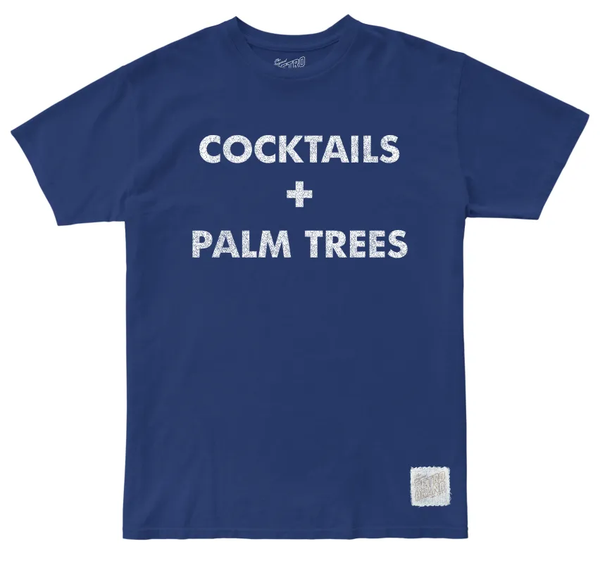 Cocktails + Palm Trees 100% Cotton Tee made by Original Retro Brand
