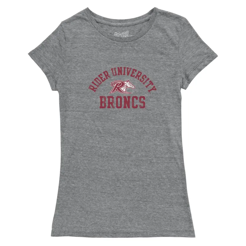 Rider University Broncs Women's Tri Blend Crew Neck Tee sold by Original Retro Brand