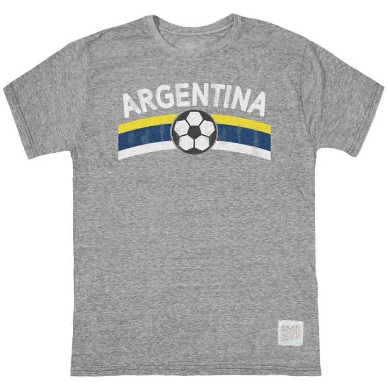 Argentina Soccer Tri-blend  SS Crew Tee made by Original Retro Brand
