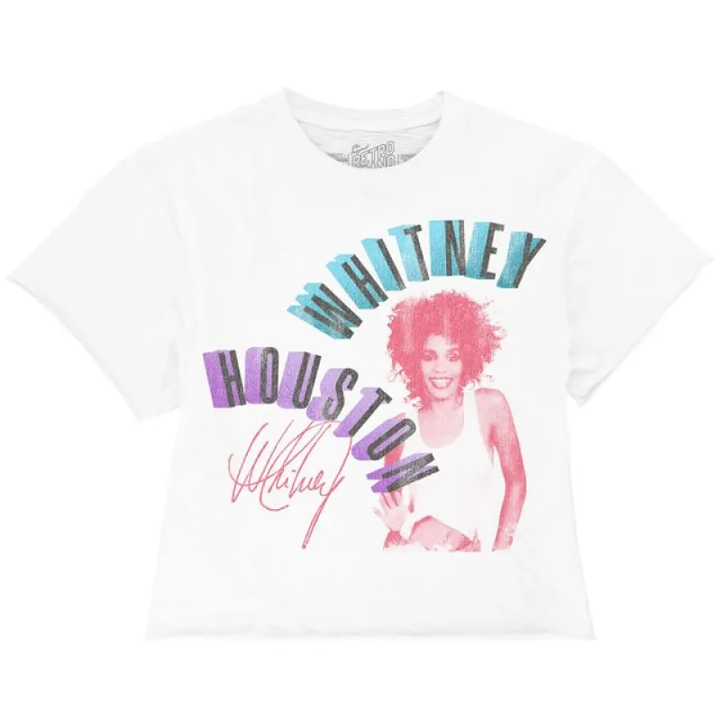 Whitney Houston 100% Cotton Boyfriend Crop Slub Tee sold by Original Retro Brand
