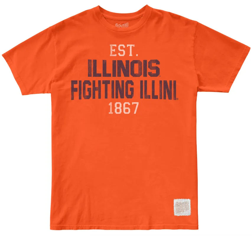 Illinois Fighting Illini 100% Cotton Tee made by Original Retro Brand