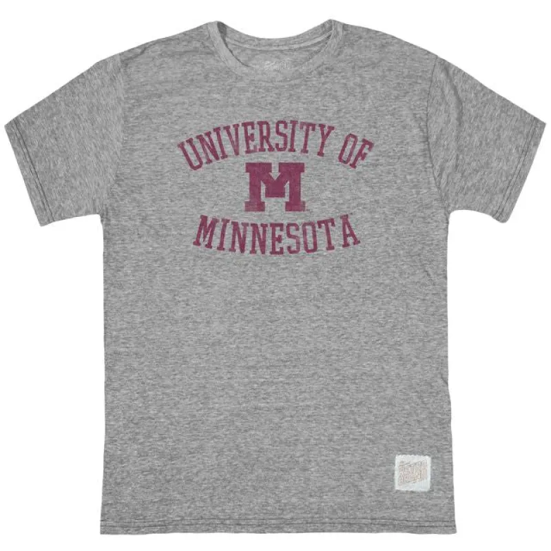 University of Minnesota Arch Tri-blend crew tee made by Original Retro Brand
