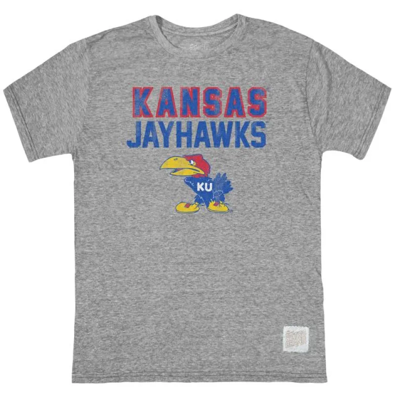Kansas Jayhawks Tri-Blend Tee made by Original Retro Brand
