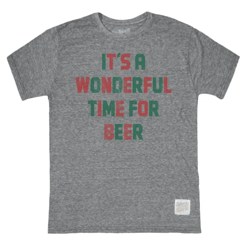 Christmas Beer Tri-Blend Tee sold by Original Retro Brand