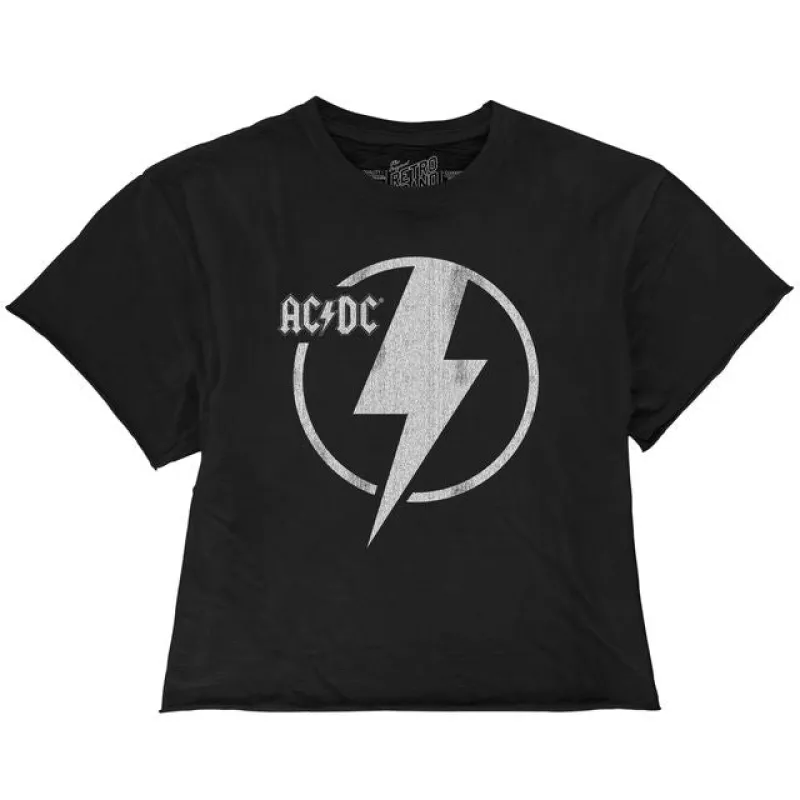 AC/DC Bolt 100% Cotton Crop Slub Tee made by Original Retro Brand