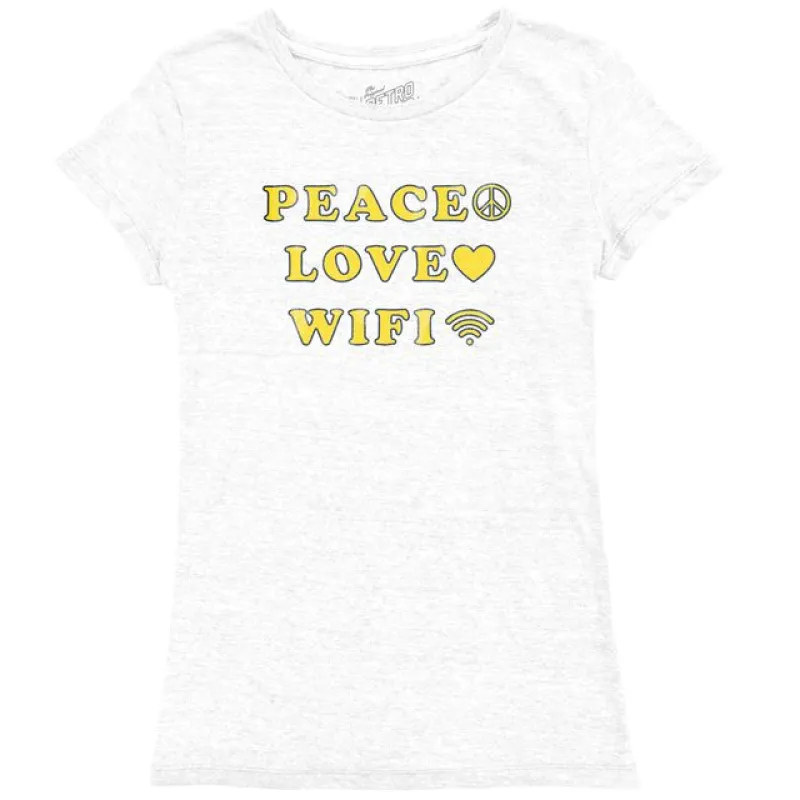 Peace Love Wifi Tri-Blend Women's Crew Tee sold by Original Retro Brand