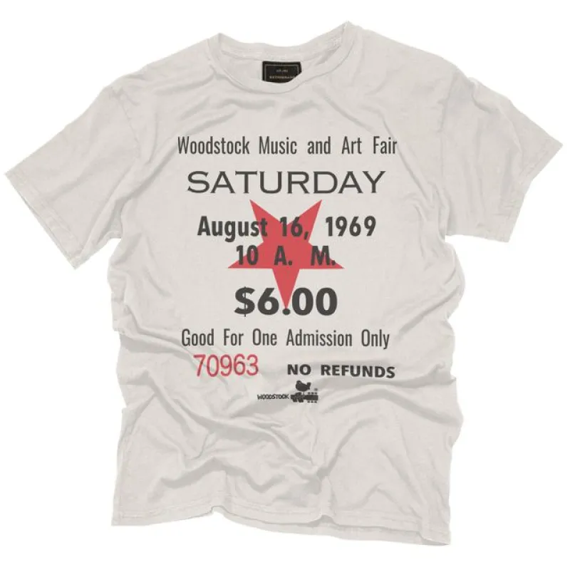 Woodstock Ticket Stub Black Label Tee sold by Original Retro Brand