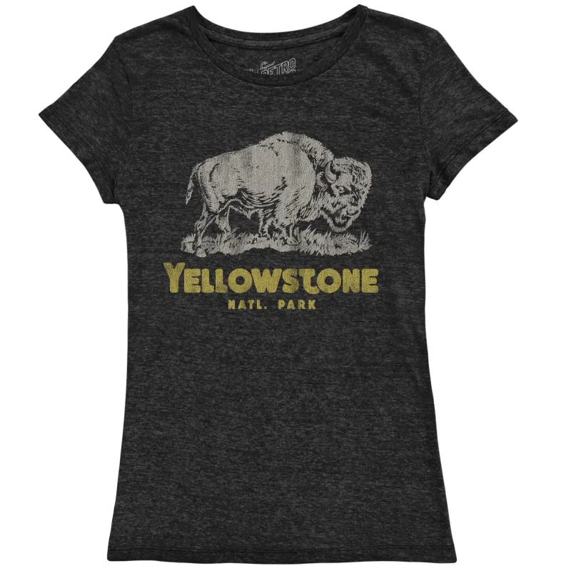 Yellowstone Buffalo Women's Tri-Blend Crew Tee sold by Original Retro Brand