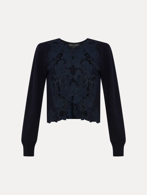 Floral Guipure Inset Pullover sold by Oscar de la Renta