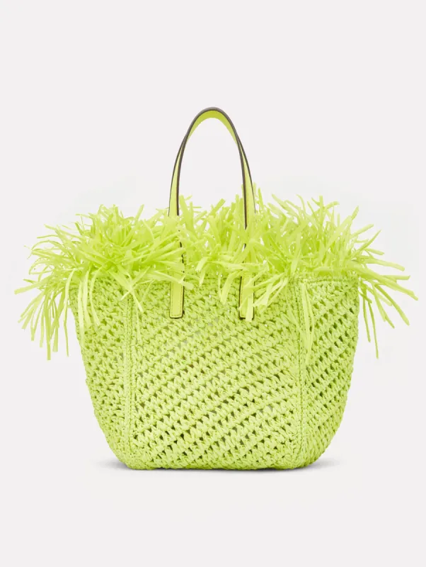 Small Raffia Crochet Square Tote sold by Oscar de la Renta
