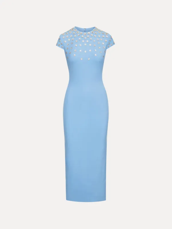 Crystal Embroidered Cap Sleeve Dress sold by Oscar de la Renta