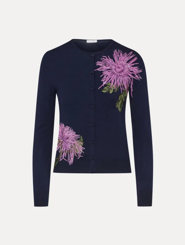 Chrysanthemum Threadwork Cardigan sold by Oscar de la Renta