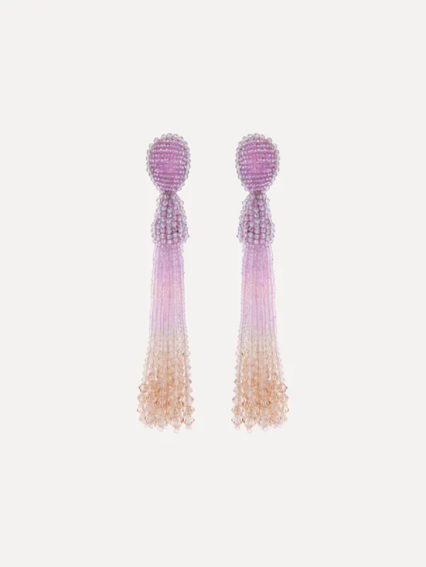 Beaded Ombré Tassel Clip-On Earrings sold by Oscar de la Renta