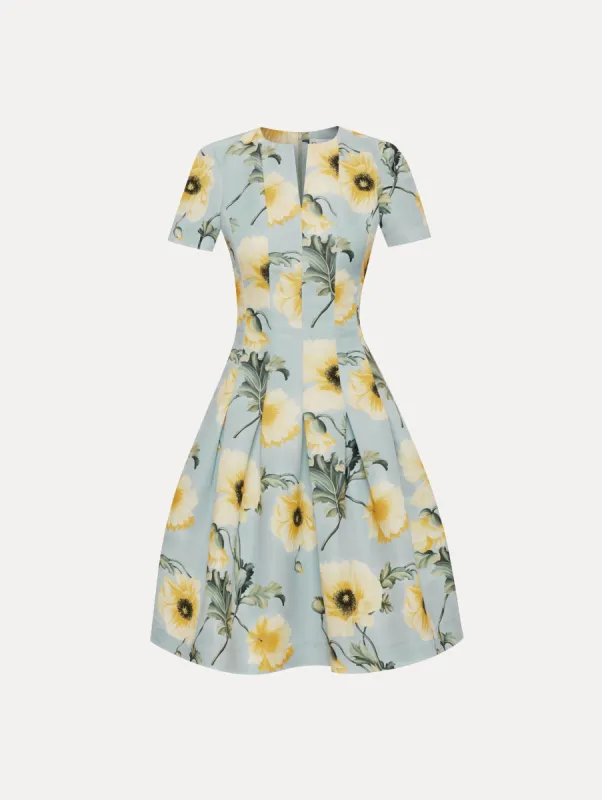 Poppy Faille Split Neck Dress sold by Oscar de la Renta