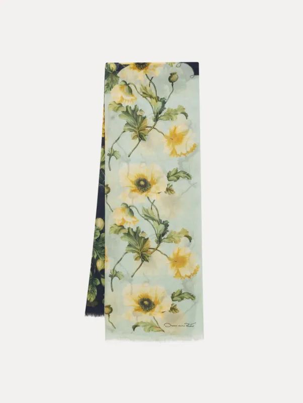 Poppies & Grapes Modal Cashmere Scarf sold by Oscar de la Renta