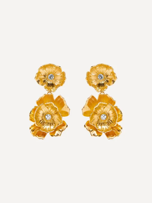 Double Dangling Flower Earrings sold by Oscar de la Renta