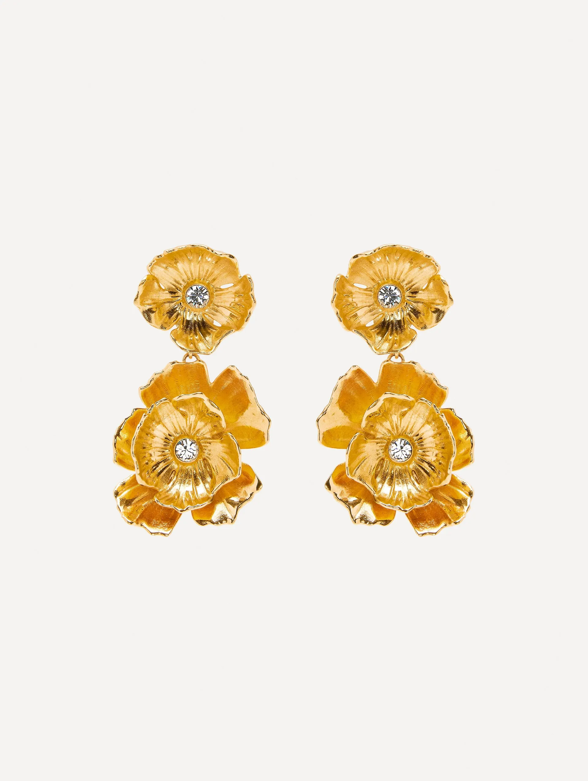 Double Dangling Flower Earrings sold by Oscar de la Renta
