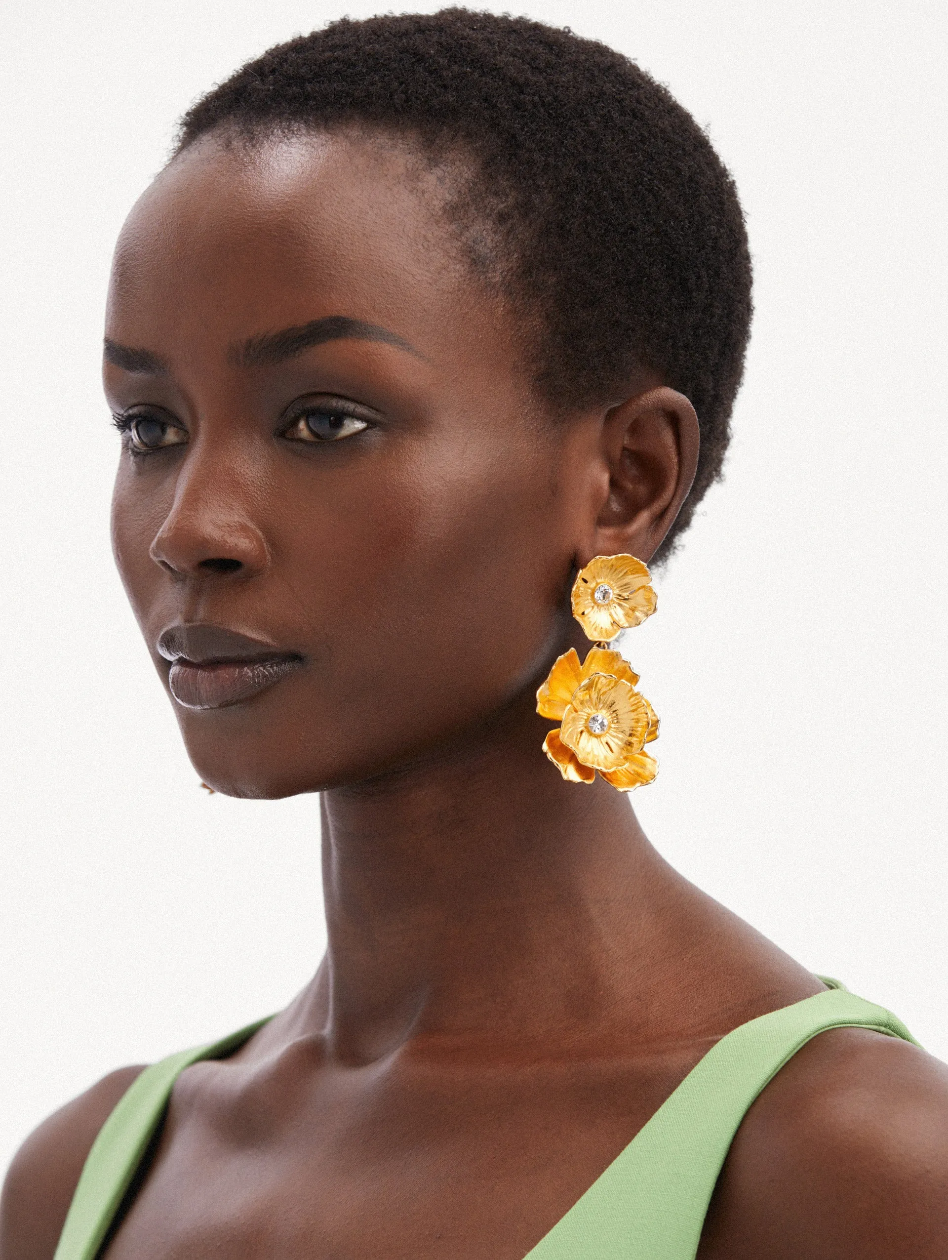 Double Dangling Flower Earrings sold by Oscar de la Renta product image thumbnail 3
