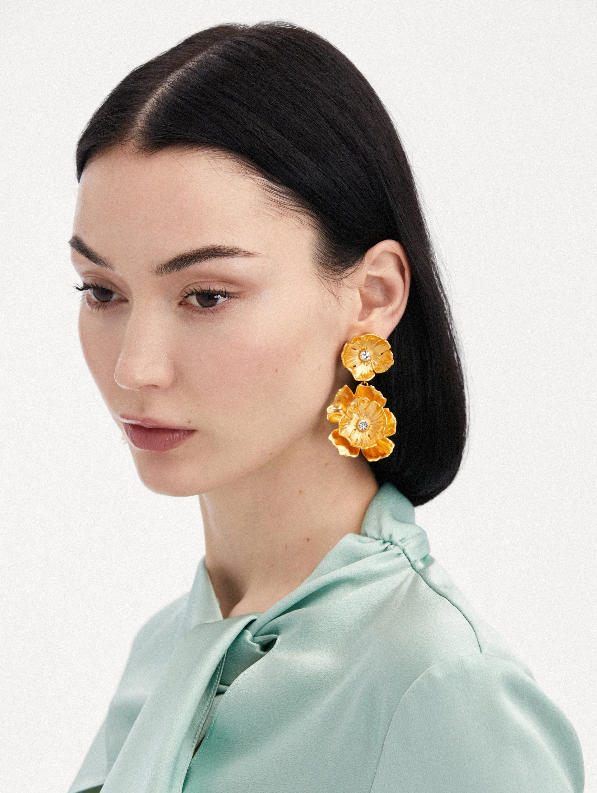 Double Dangling Flower Earrings sold by Oscar de la Renta product image thumbnail 2