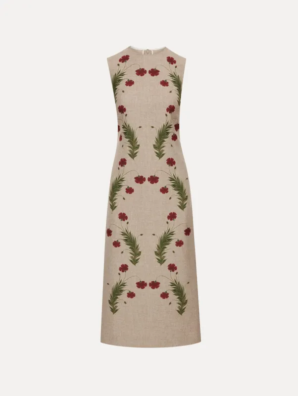 Marbled Carnation Canvas Pencil Dress sold by Oscar de la Renta