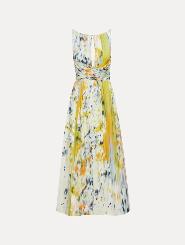 Abstract Brushstroke Cotton Raso Dress sold by Oscar de la Renta
