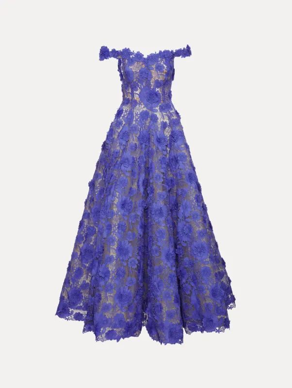 Off Shoulder Floral Guipure Gown made by Oscar de la Renta