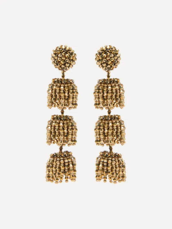 Beaded Triple Layer Clip-On Earrings sold by Oscar de la Renta