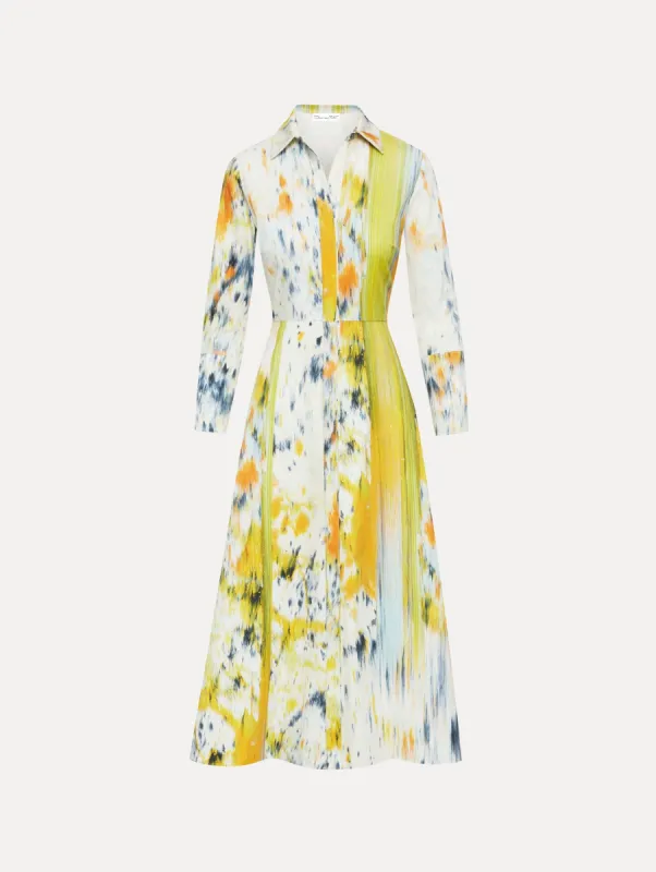 3/4 Sleeve Abstract Brushstroke Dress sold by Oscar de la Renta