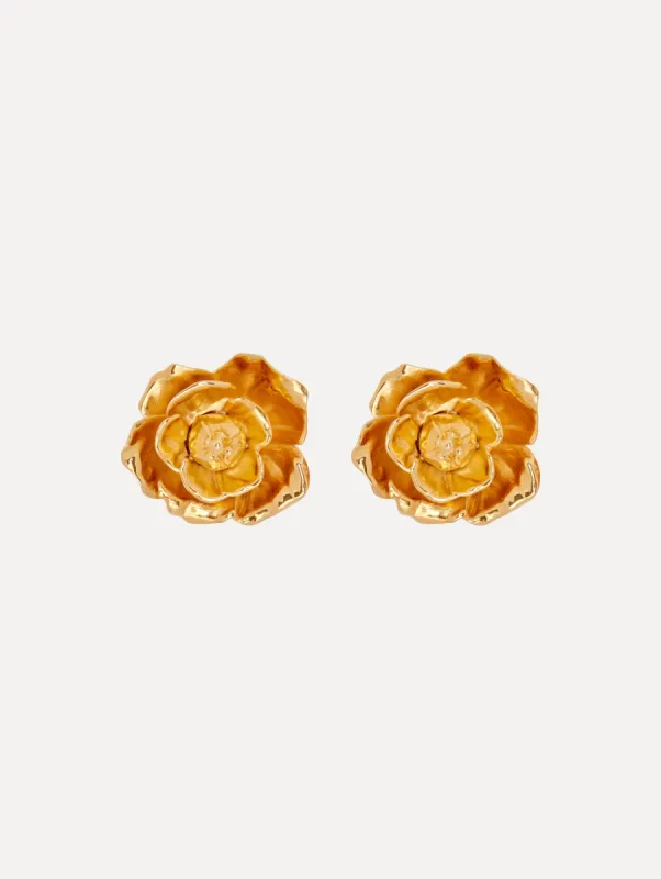Gardenia Stud Clip-On Earrings made by Oscar de la Renta