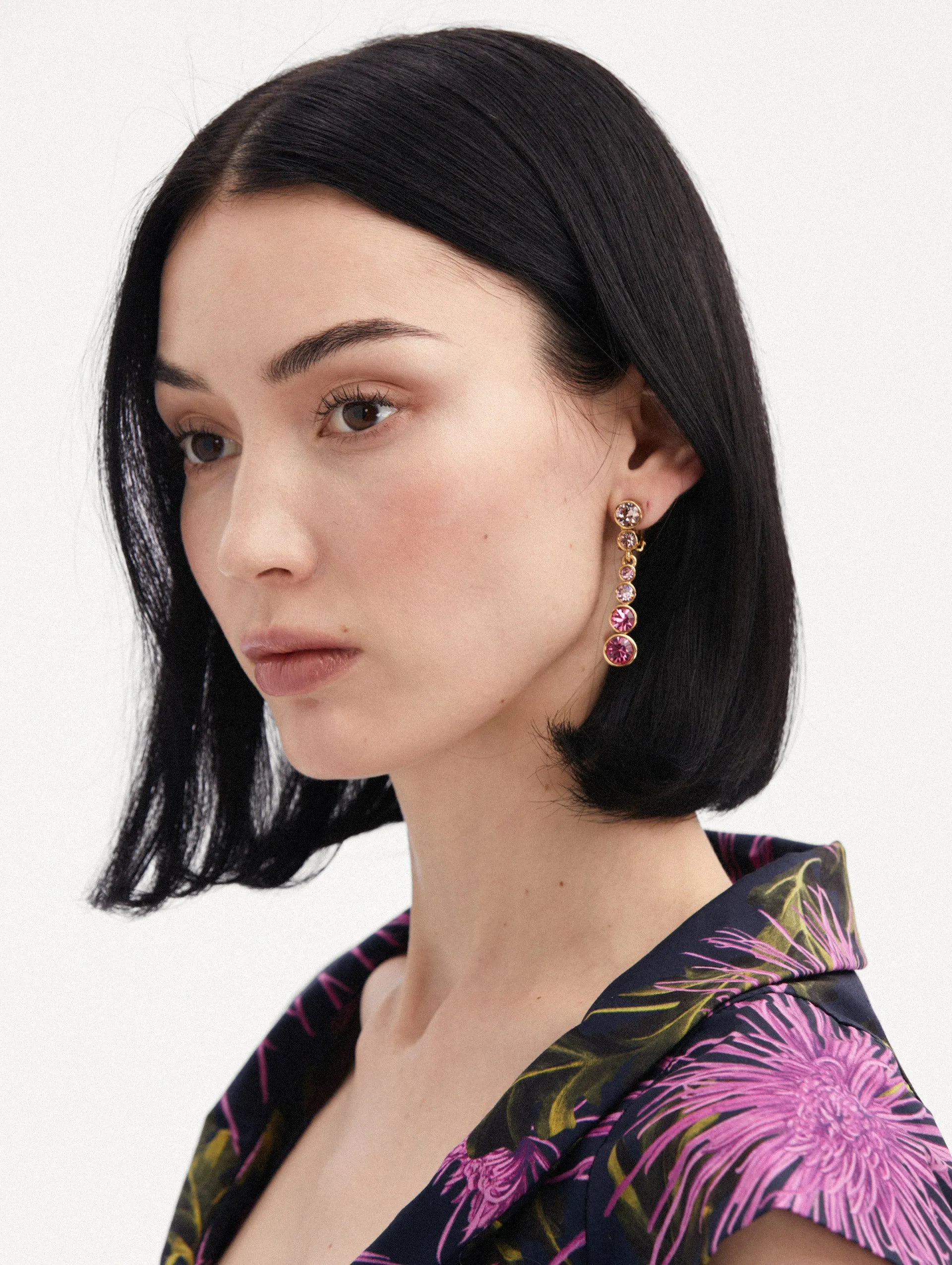 Round Stone Drop Clip-On Earrings sold by Oscar de la Renta product image thumbnail 2