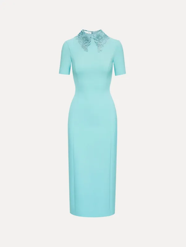 Floral Guipure Collar Midi Dress sold by Oscar de la Renta