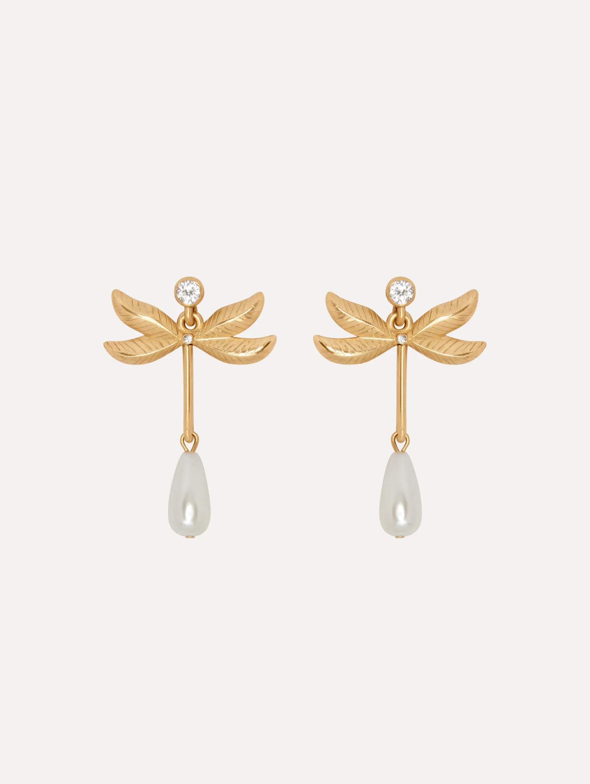 Dragonfly Pearl Drop Earrings sold by Oscar de la Renta