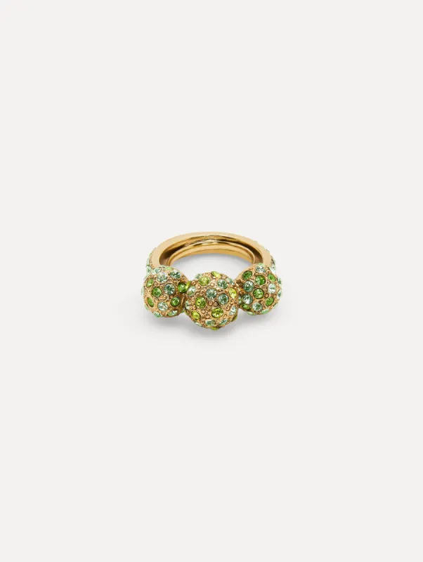 Triple Sphere Crystal Ring sold by Oscar de la Renta