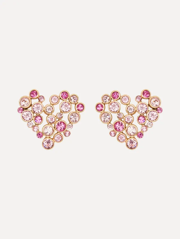 Crystal Heart Clip-On Earrings sold by Oscar de la Renta