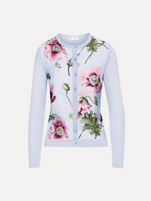 Poppy Printed Inset Cardigan sold by Oscar de la Renta
