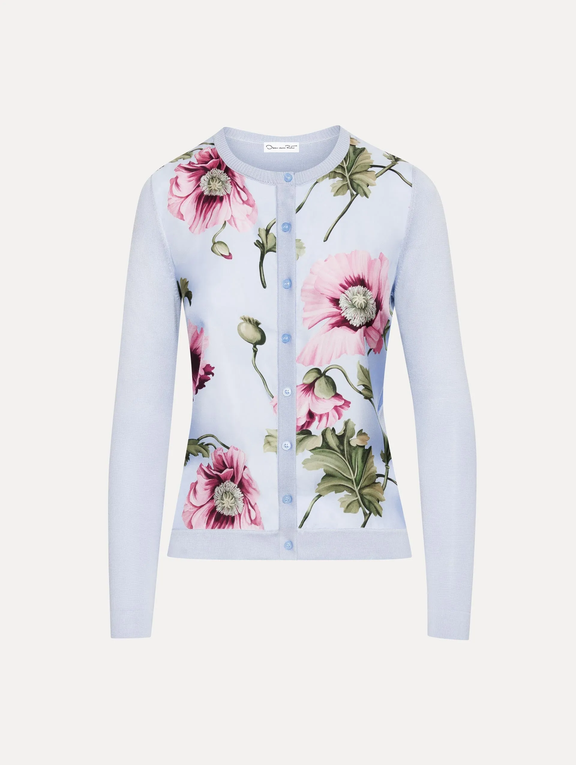 Poppy Printed Inset Cardigan sold by Oscar de la Renta