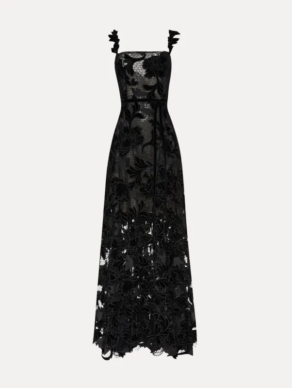 Peony Velvet Guipure Sleeveless Gown sold by Oscar de la Renta