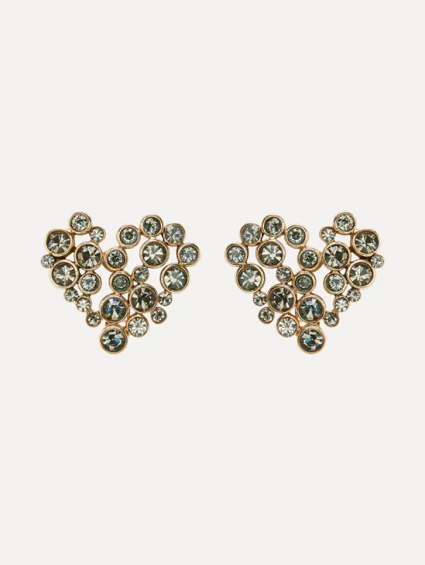 Crystal Heart Clip-On Earrings sold by Oscar de la Renta