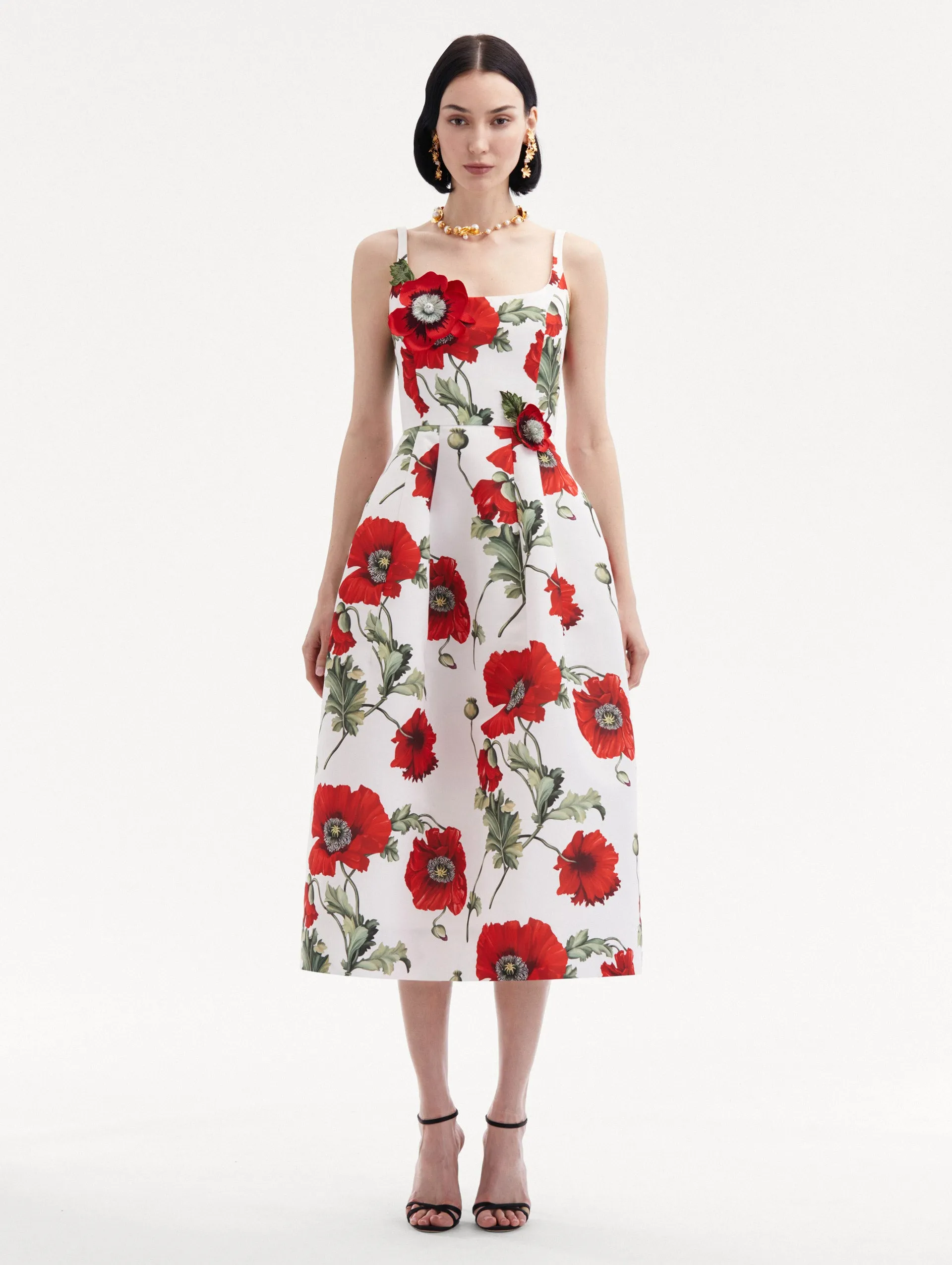 Poppy Embroidered Scoop Neck Dress sold by Oscar de la Renta product image thumbnail 2