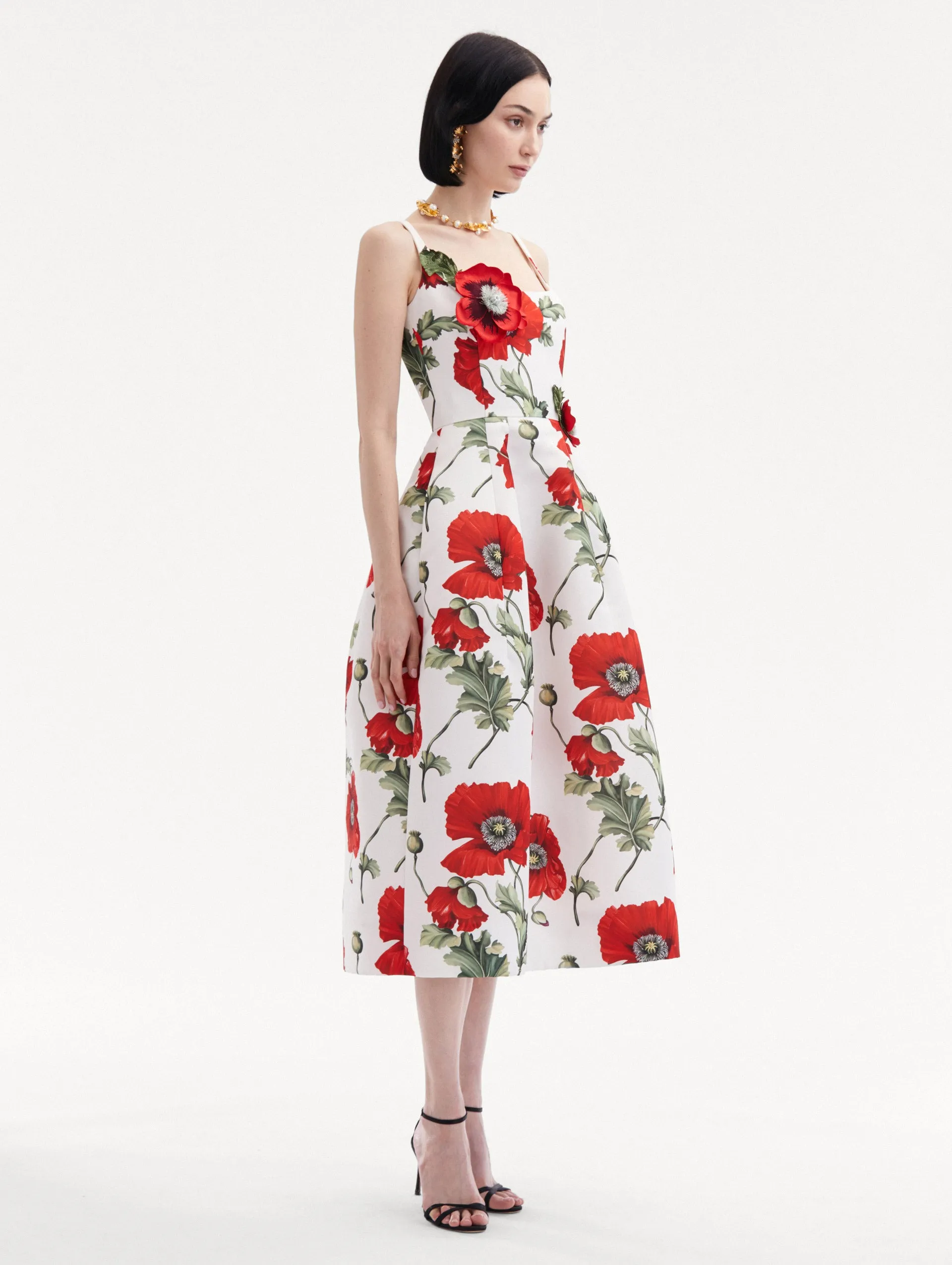 Poppy Embroidered Scoop Neck Dress sold by Oscar de la Renta product image thumbnail 4