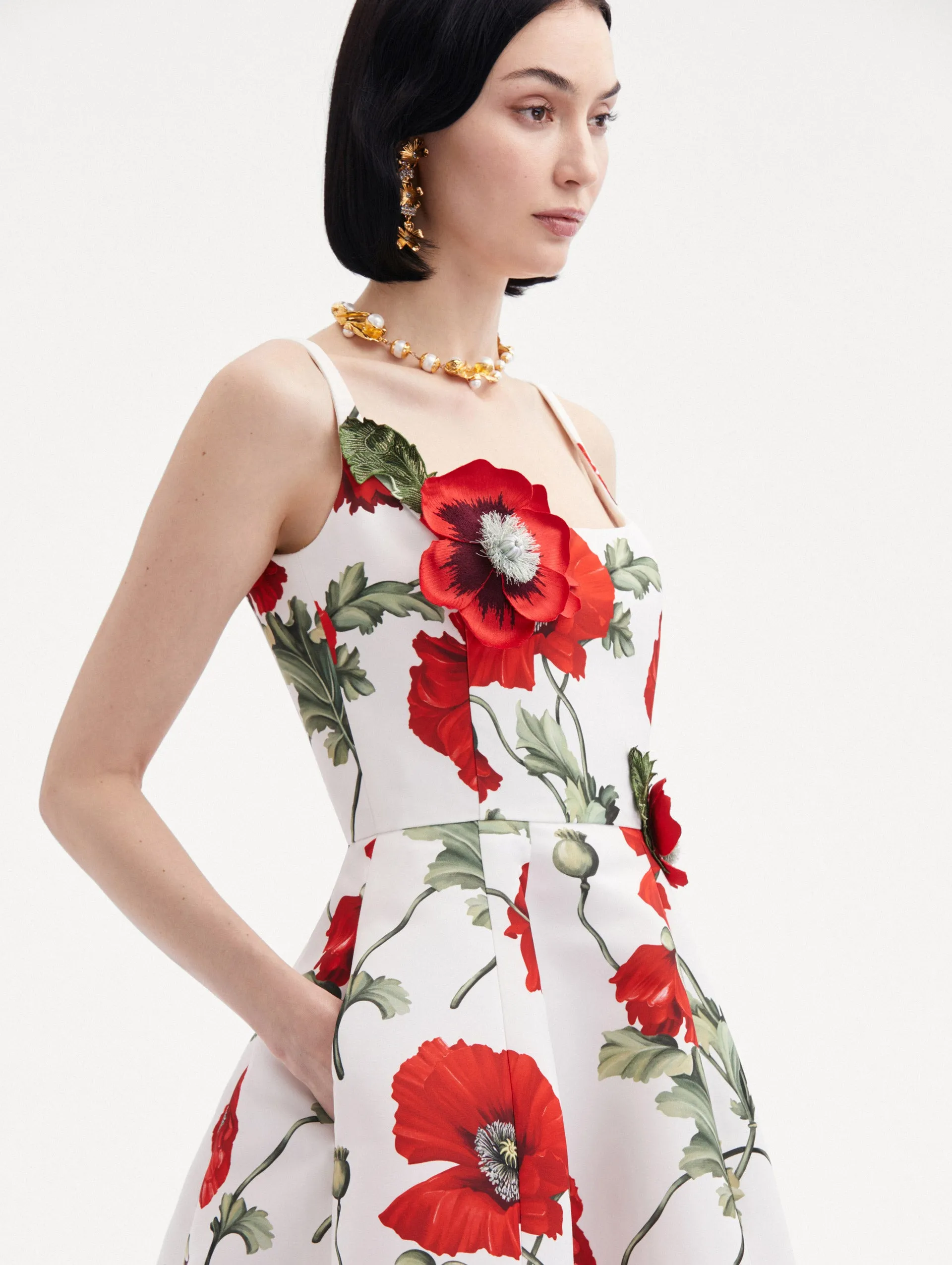Poppy Embroidered Scoop Neck Dress sold by Oscar de la Renta product image thumbnail 5