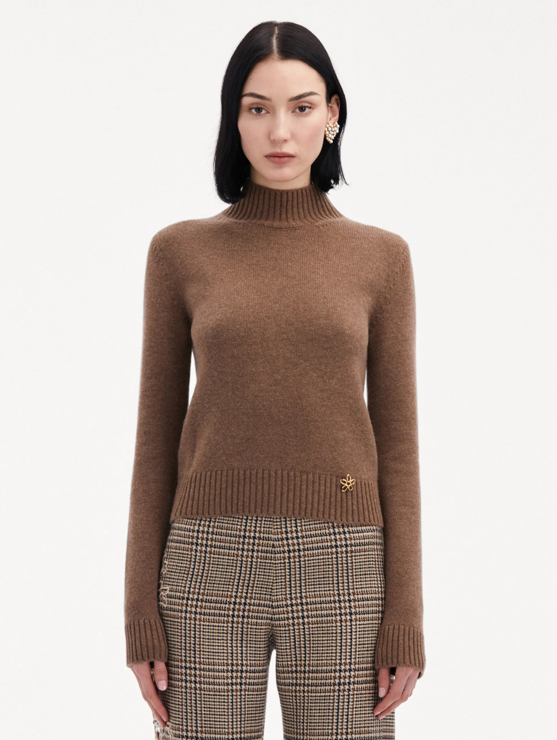 O Flower Mock Neck Cashmere Pullover sold by Oscar de la Renta product image thumbnail 2