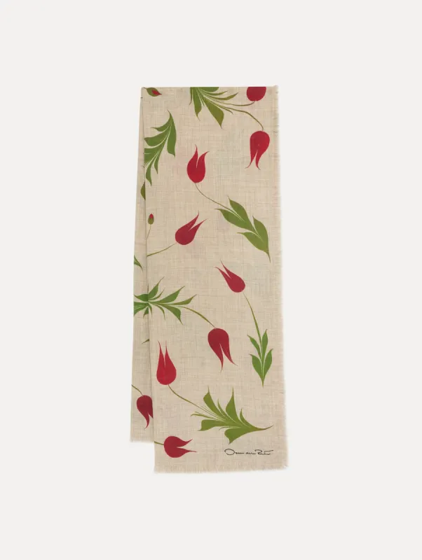 Marbled Tulip Jacquard Scarf sold by Oscar de la Renta
