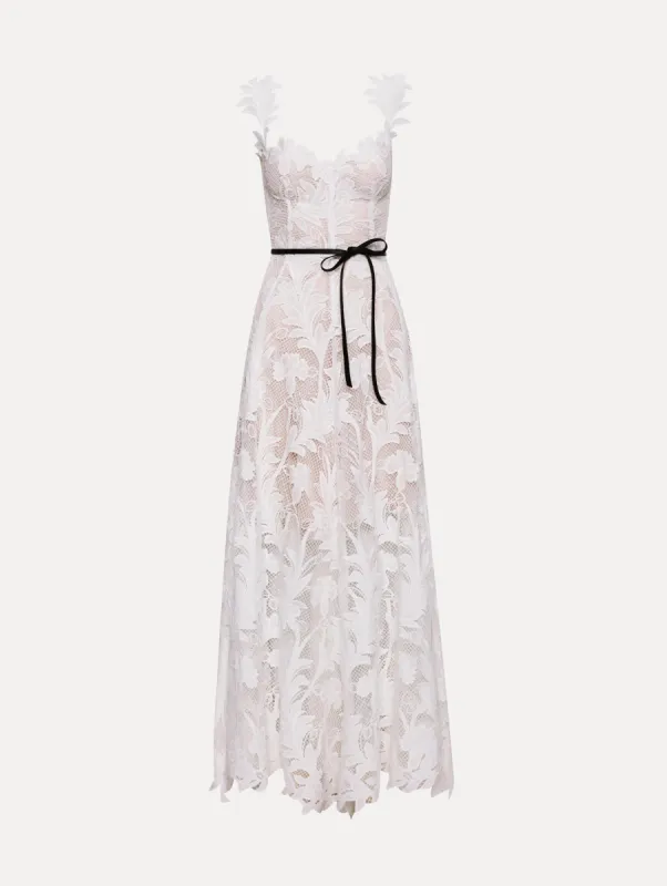 Marbled Carnation Guipure Sleeveless Gown sold by Oscar de la Renta