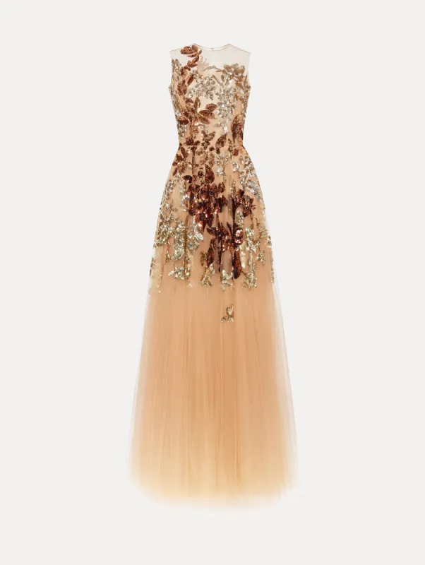 Ombré Sequin Peony Gown made by Oscar de la Renta