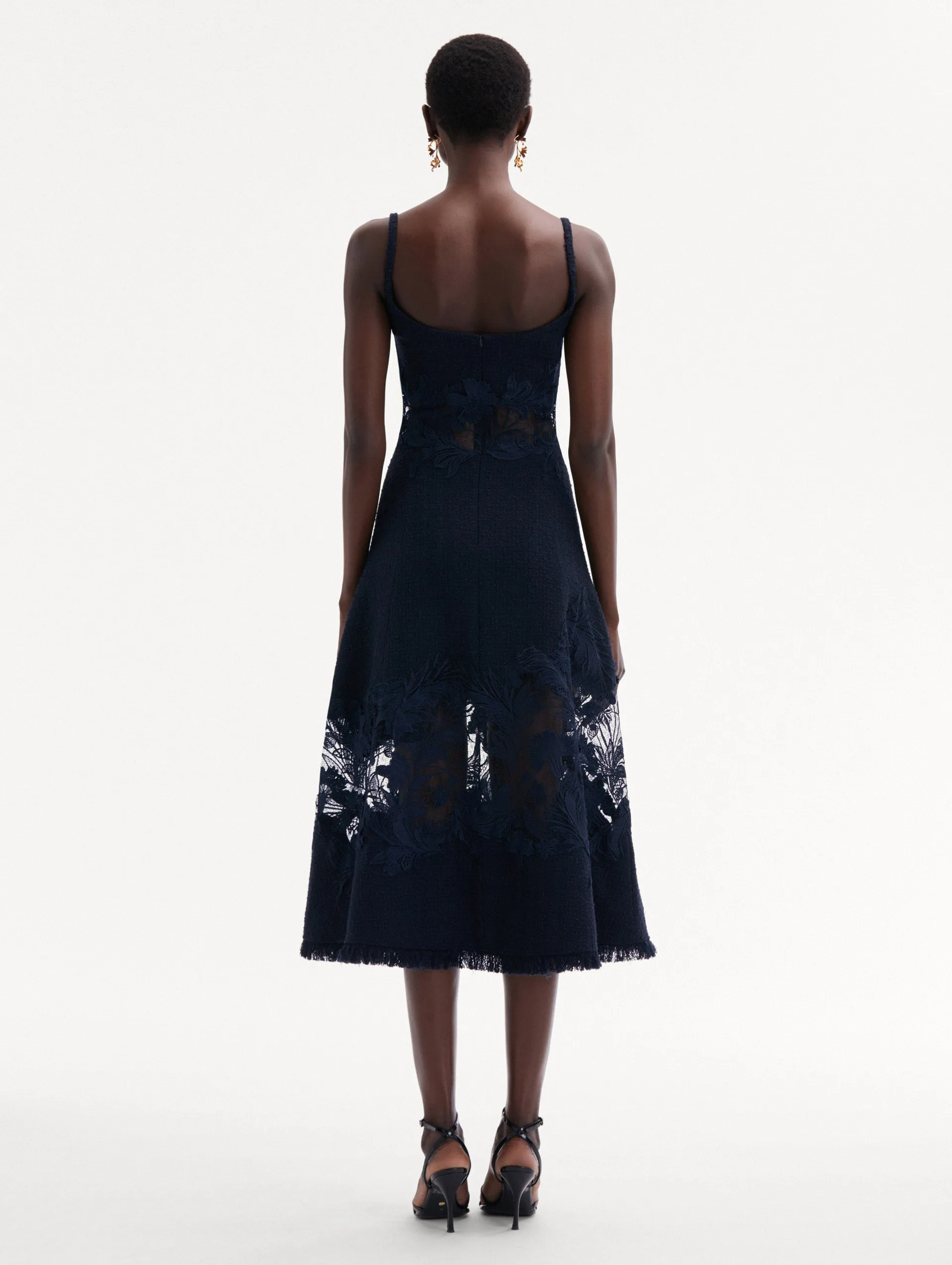 Carnation Guipure Inset Tweed Dress sold by Oscar de la Renta product image thumbnail 3