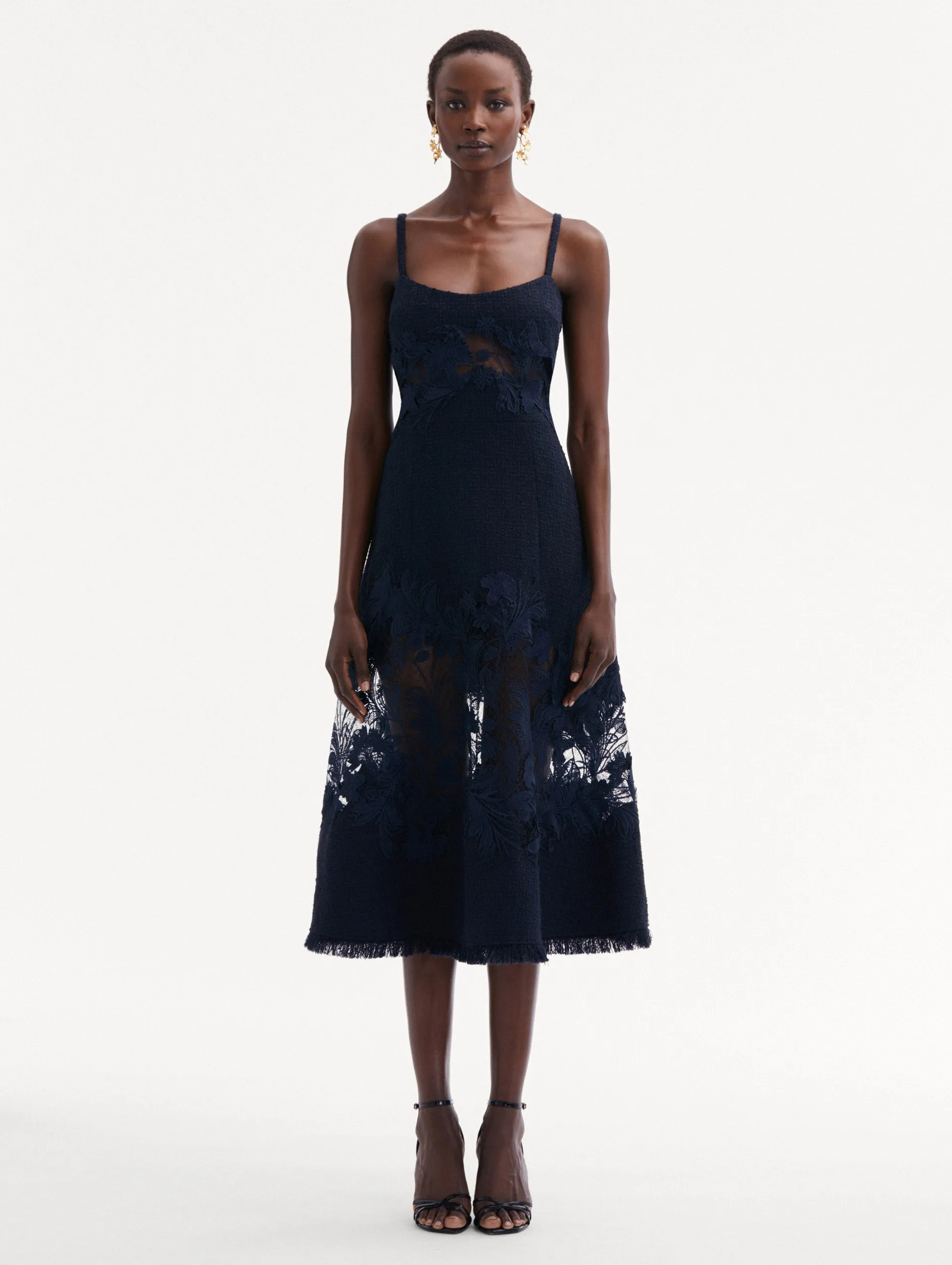 Carnation Guipure Inset Tweed Dress sold by Oscar de la Renta product image thumbnail 2