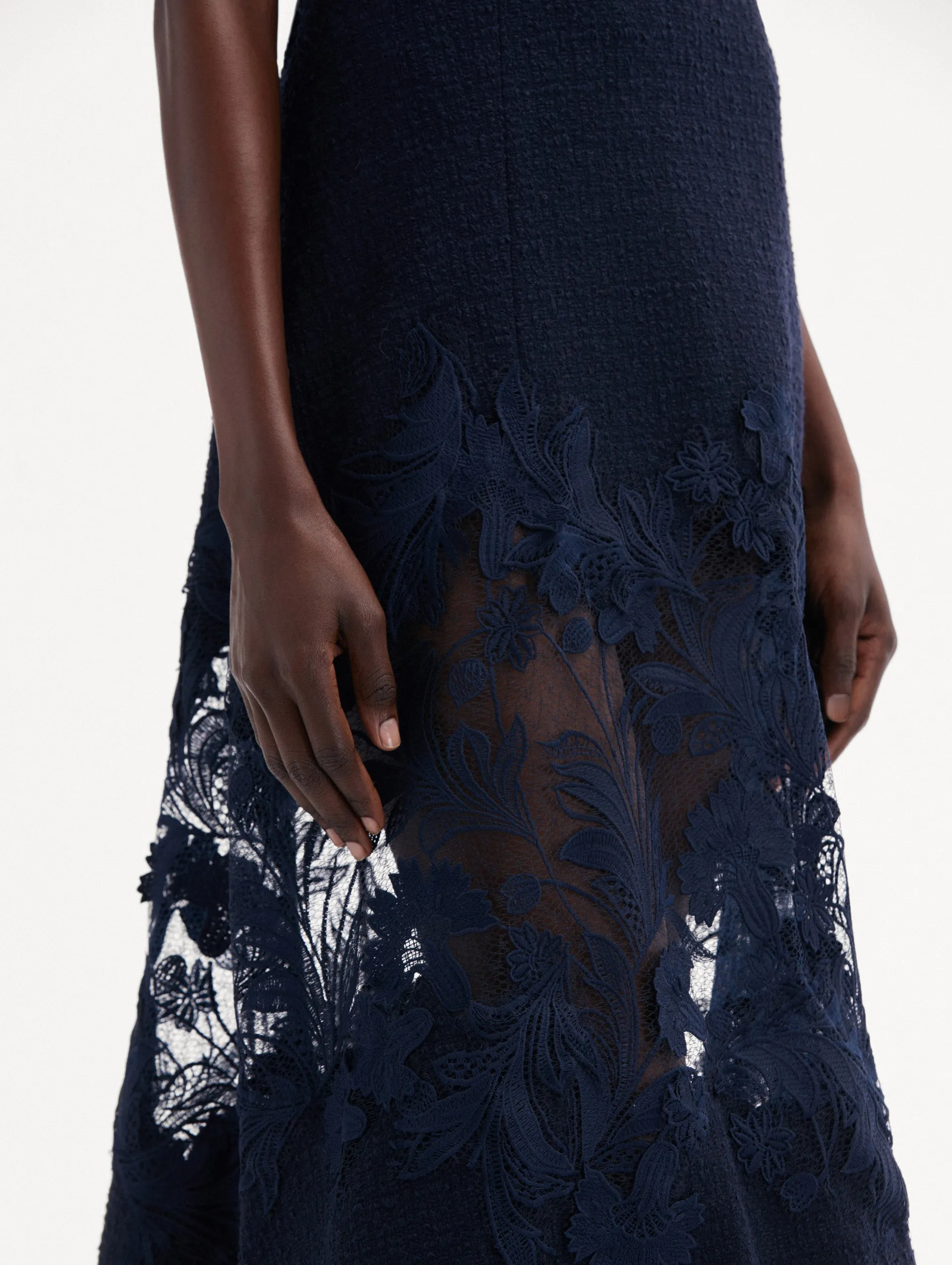 Carnation Guipure Inset Tweed Dress sold by Oscar de la Renta product image thumbnail 5